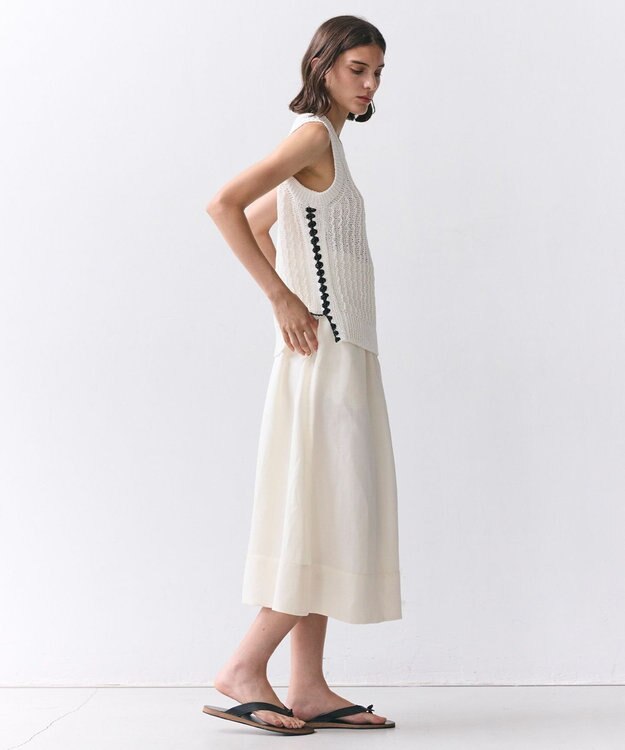 BEIGE， BERNARD / リネン混 ゴールドジップ ハイウエススカート Ecru