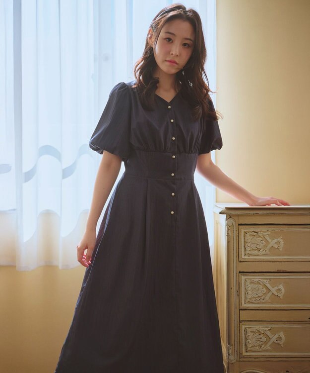 Feroux バルーンスリーブ ワンピース ネイビー系