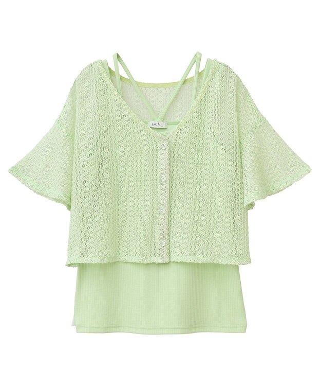 earth music&ecology ＳＥＴ２点レースカーディガン＋レイヤードインナー Mint Green