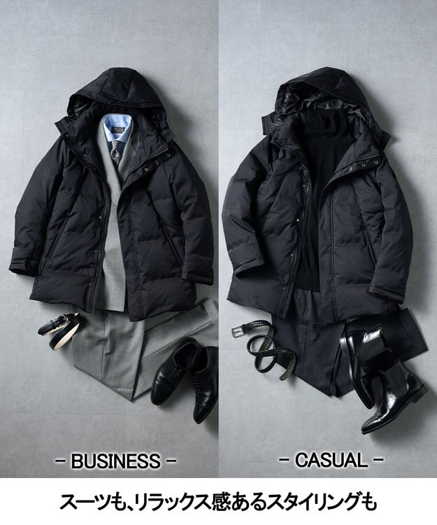 GOTAIRIKU WEB限定【仕事で着られる】ドレスダウンコート_ストレッチツイル_25年新作 ブラック系