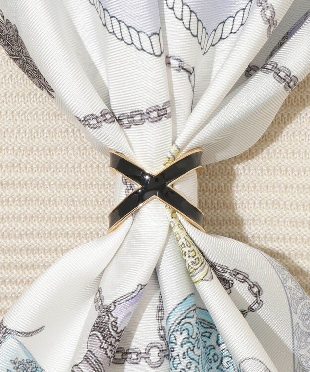 MOONBAT Luna Luce(ルナルーチェ)スカーフリング パール調 Cross Ring お手持ちのスカーフを通すだけ ギフト ブラック