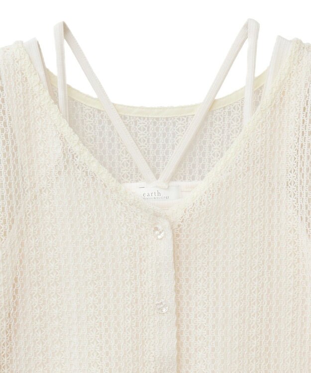 earth music&ecology ＳＥＴ２点レースカーディガン＋レイヤードインナー Ivory