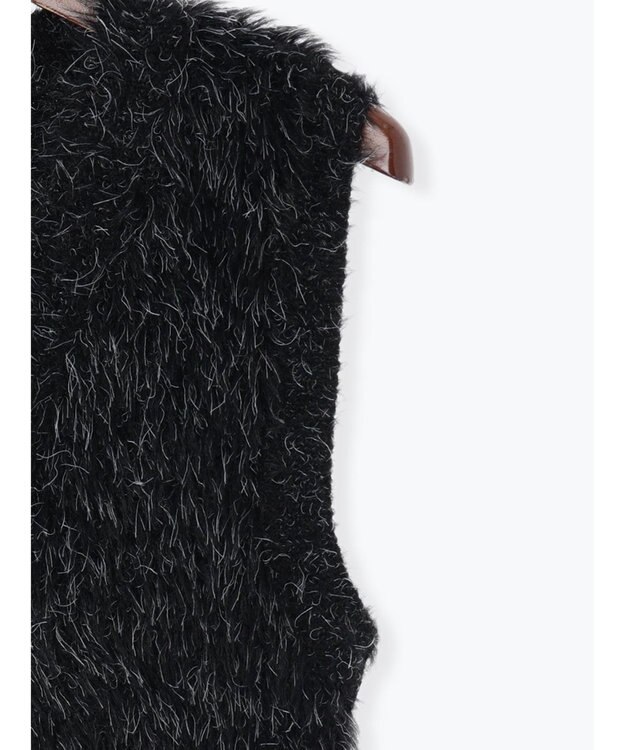 Te chichi シャギーヤーンVネックベスト ブラック