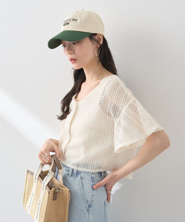 earth music&ecology ＳＥＴ２点レースカーディガン＋レイヤードインナー Ivory