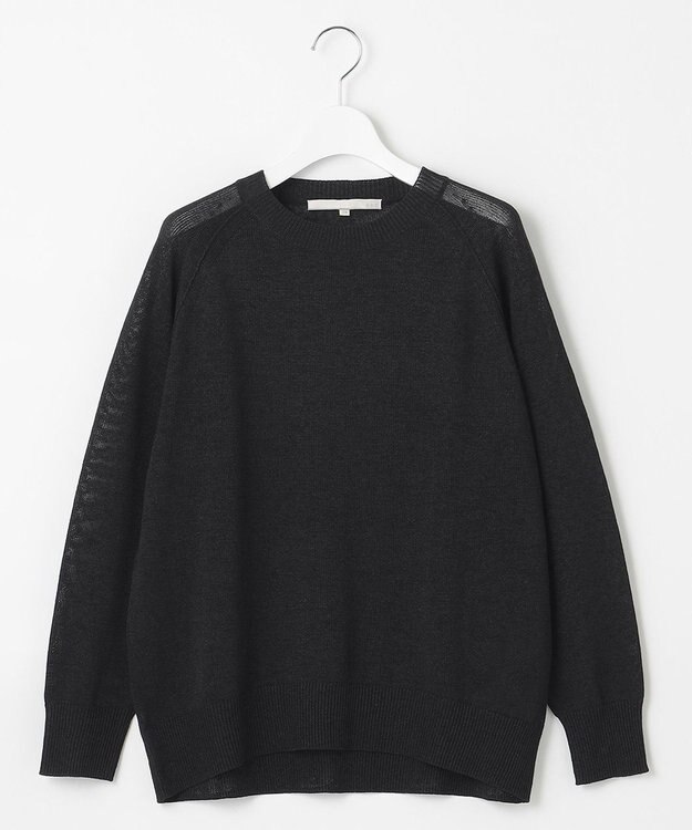 自由区 【XSサイズ～/洗える】ペーパーブレンド ニット ブラック系