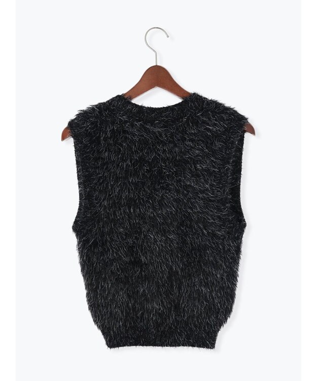 Te chichi シャギーヤーンVネックベスト ブラック