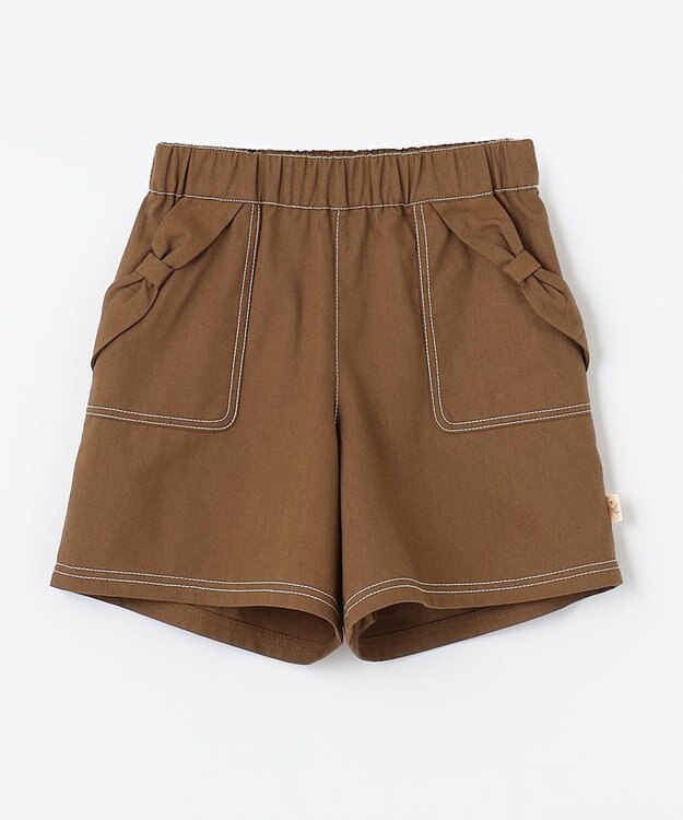 組曲 KIDS 【110-140㎝】リボンポケット ショートパンツ ブラウン系