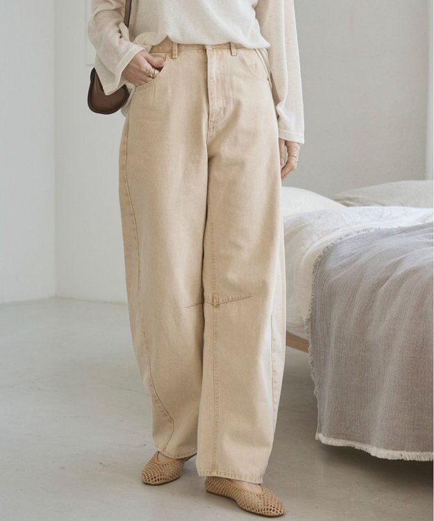 WEGO 【ANGIE VINTAGE】バレルレッグデニムパンツ イエロー