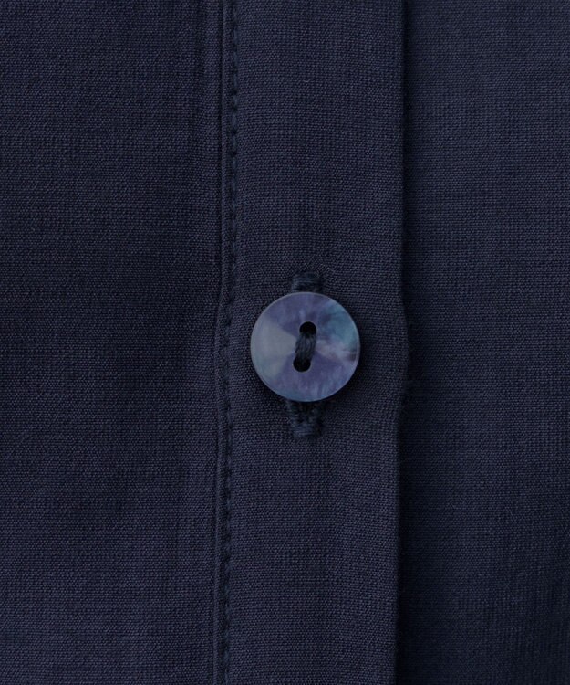 Tiaclasse L 【洗える】ノーカラーシアーシャツ ネイビー