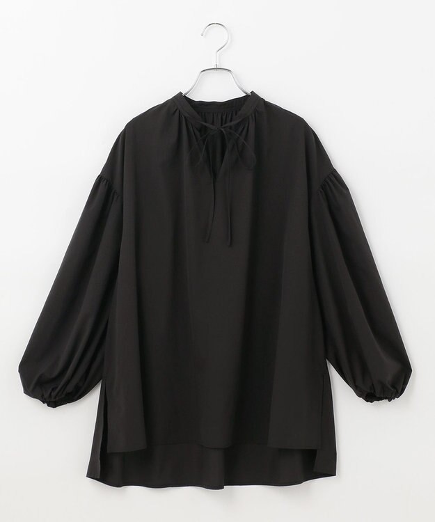 #Newans 【ANSWER for 男の子ママ】スリットネックパフスリーブブラウス ブラック系