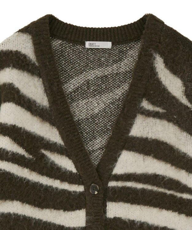 CRAFT STANDARD BOUTIQUE アニマルジャカードニットカーディガン Khaki