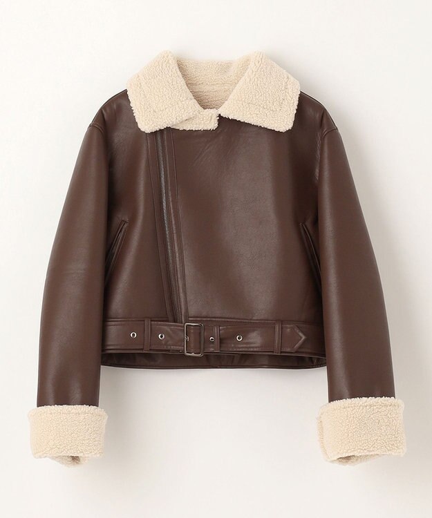 NAVE 【Nave】ヴィーガンムートン ライダースジャケット ブラウン系