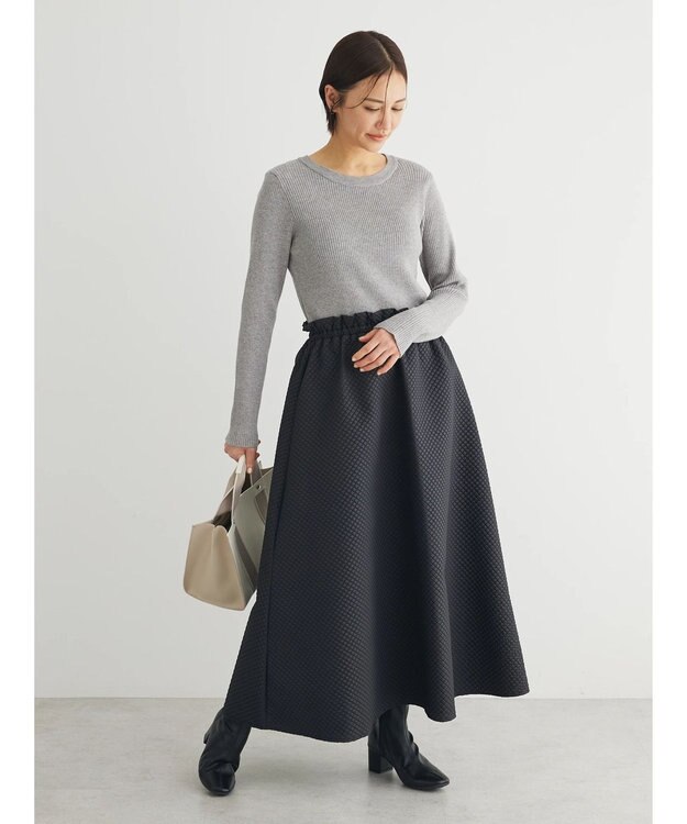 Green Parks ・ＥＬＥＮＣＡＲＥ　ＤＵＥニット＆ジャカードワンピース Gray Mixture