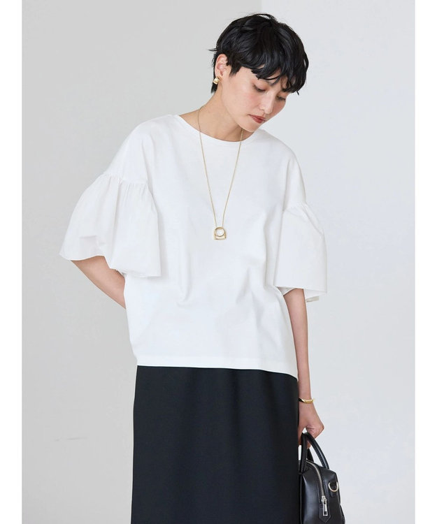 AMERICAN HOLIC 袖フレア５分袖カットプルオーバー Off White