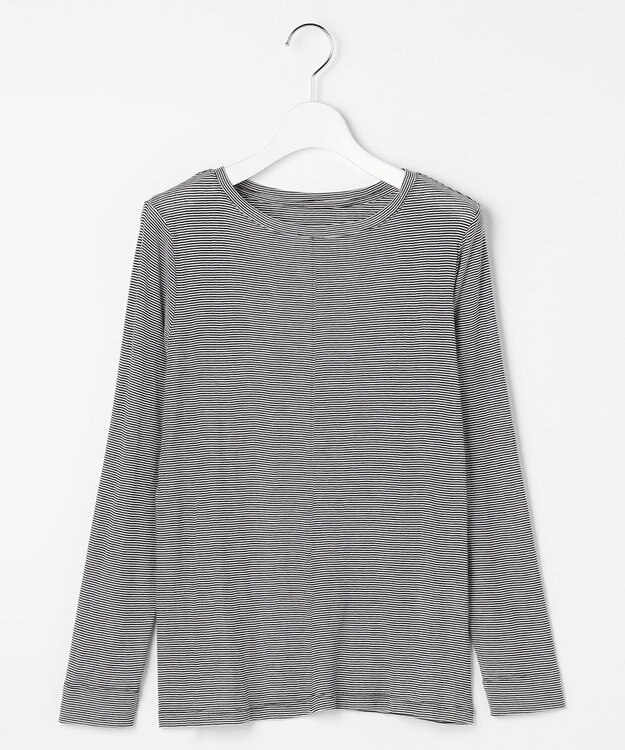 J.PRESS LADIES 【WEB限定】シアーストレッチフライス クルーネック シアー カットソー 【WEB限定】オフ×ブラックボーダー系