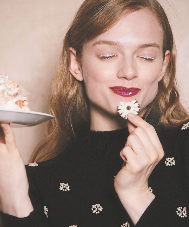 TOCCA 【洗える！】PEARL BOUQUET KNIT プルオーバー ブラック系