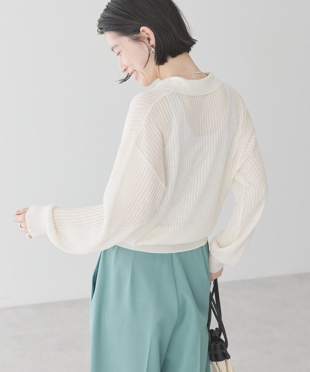 AMERICAN HOLIC メタルライクニットポロ Off White