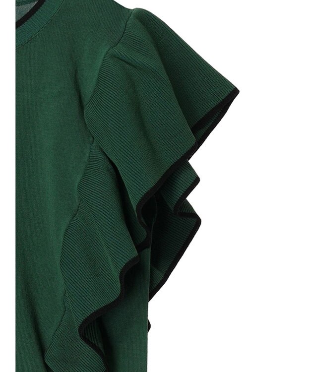 Green Parks 配色フリルニットプルオーバー Green