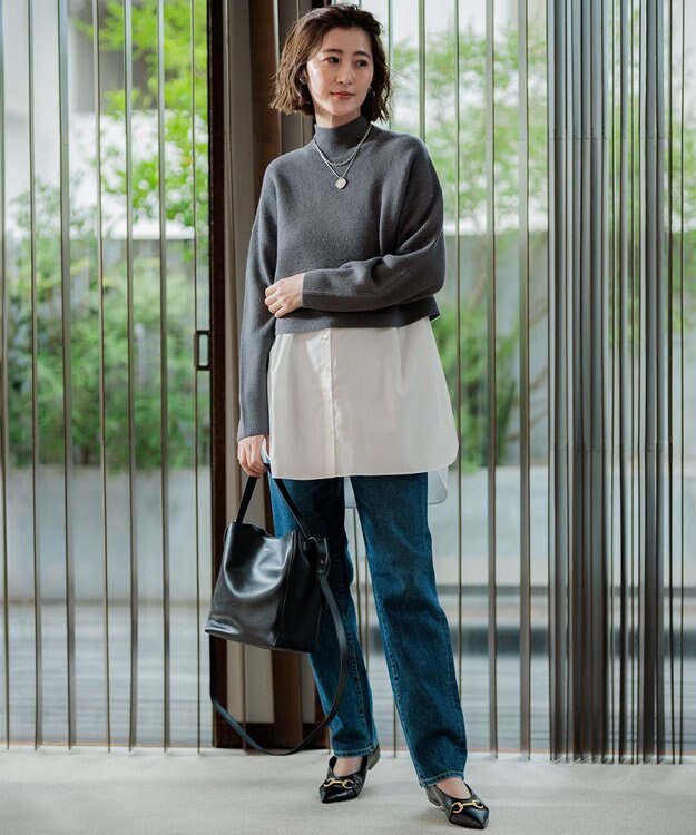 23区 S 【洗える】レイヤードコンビ ニット グレー系