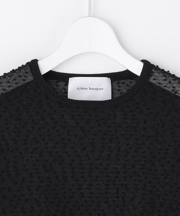 自由区 【カトリエムブーケ】Expression delicate ドットシアー・リボンスリーブトップス ブラック