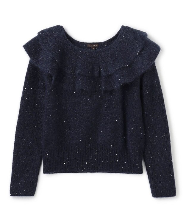TOCCA ROMANTIC FLUTTER ニットプルオーバー ネイビー系