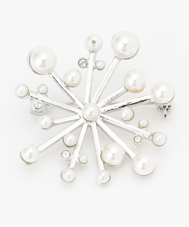 J.PRESS LADIES クリスタルパール ブローチ シルバー系