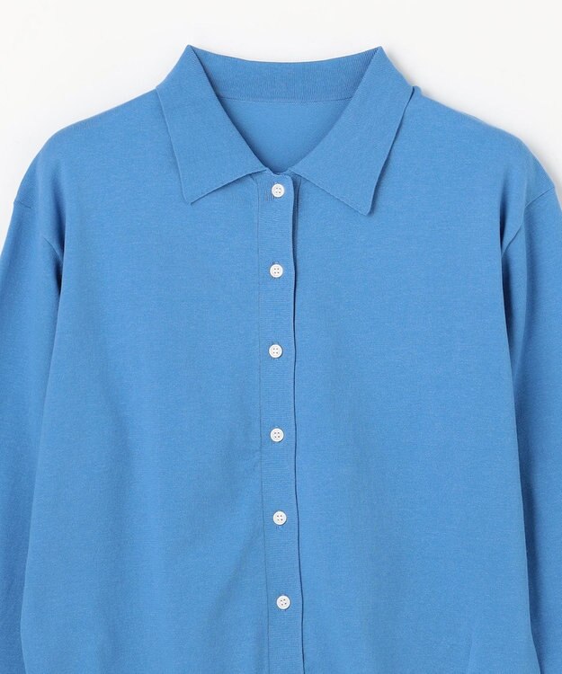 ANY L コットンブレンドポロカーデ ブルー