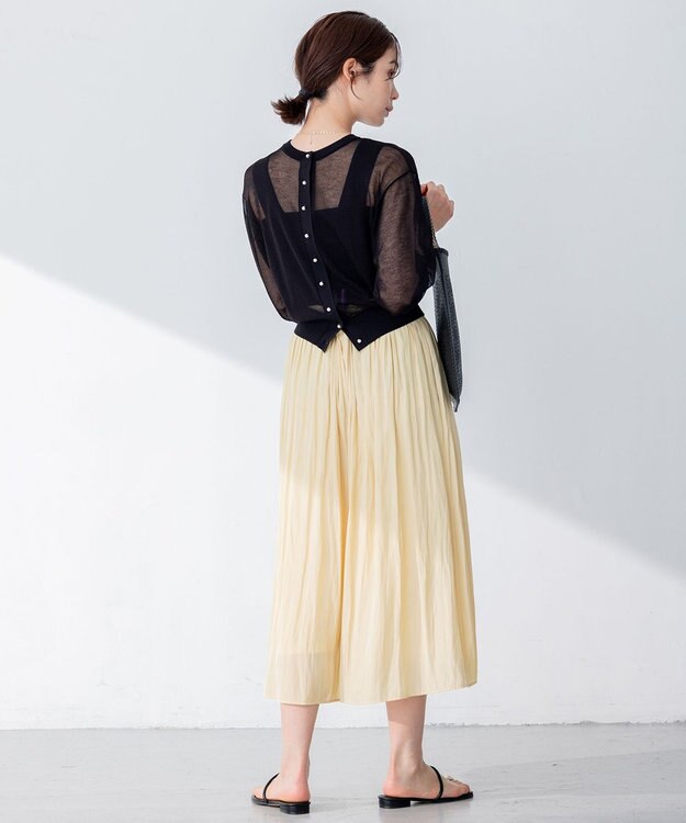 組曲 【新色追加・ウエスト調整可】ギャザーライトデシン パンツ イエロー系