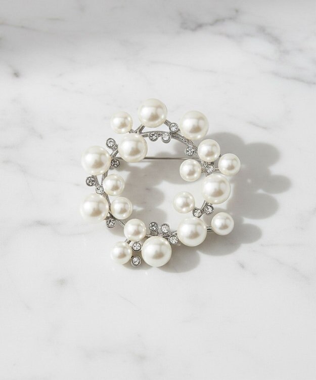 ANY SIS サークルパール調 ブローチ シルバー