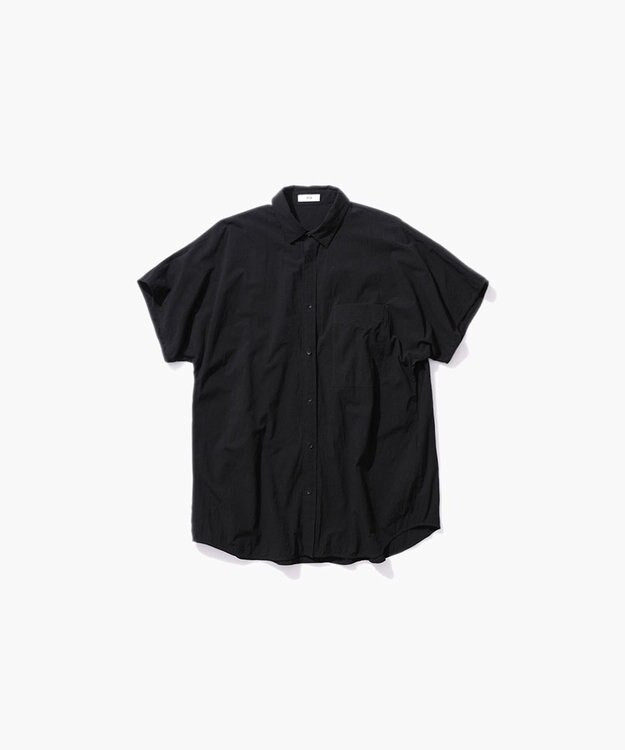 ATON MICRO SHRINK LAWN | オーバーサイズシャツ BLACK