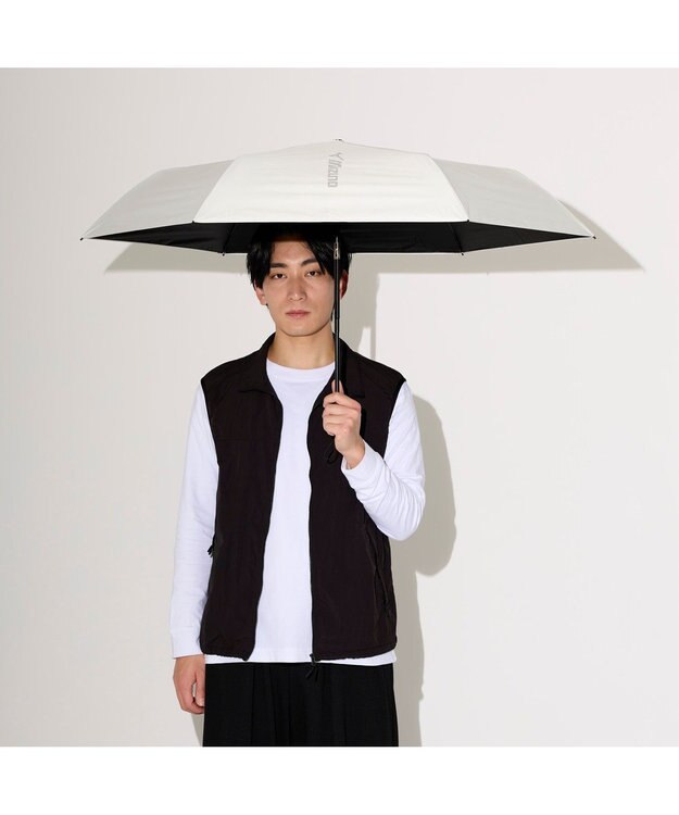 MOONBAT 【WEB限定】MIZUNO  (ミズノ) BIGロゴ 無地 日傘 折りたたみ傘 自動開閉 1プッシュ パラソル 晴雨兼用 軽量 一級遮光 遮熱効果 遮光率100% UV遮蔽100% ホワイト