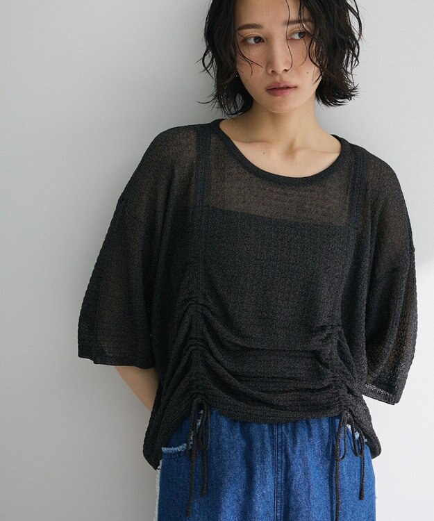 Green Parks ・ＥＬＥＮＣＡＲＥ　ＤＵＥ　シャーリングシアーニット Black