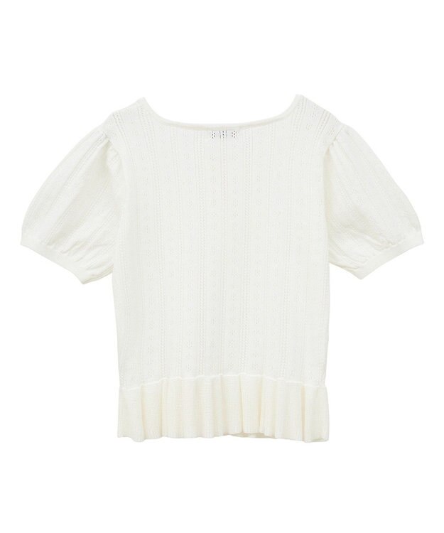 earth music&ecology ナローリボンペプラムニットカーディガン Ivory