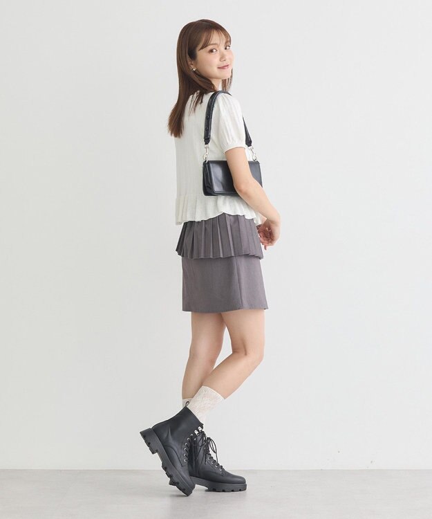 earth music&ecology ナローリボンペプラムニットカーディガン Ivory