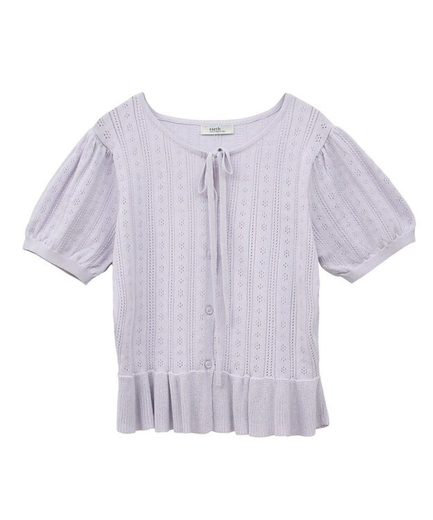 earth music&ecology ナローリボンペプラムニットカーディガン Lavender