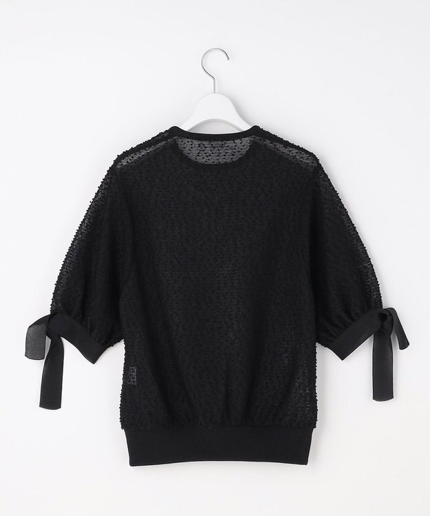 自由区 【カトリエムブーケ】Expression delicate ドットシアー・リボンスリーブトップス ブラック