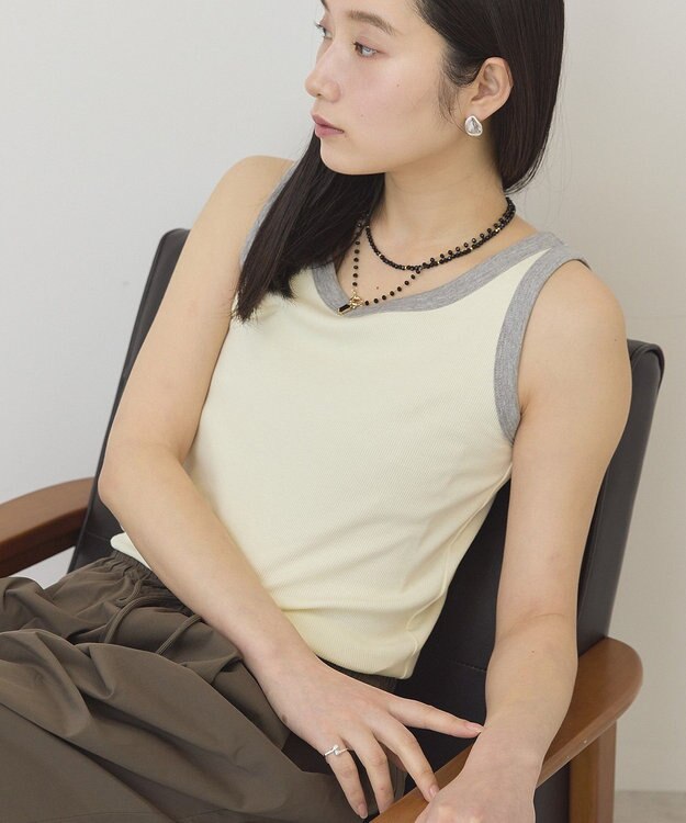 AMERICAN HOLIC バイカラーテレコタンクトップ Light Yellow