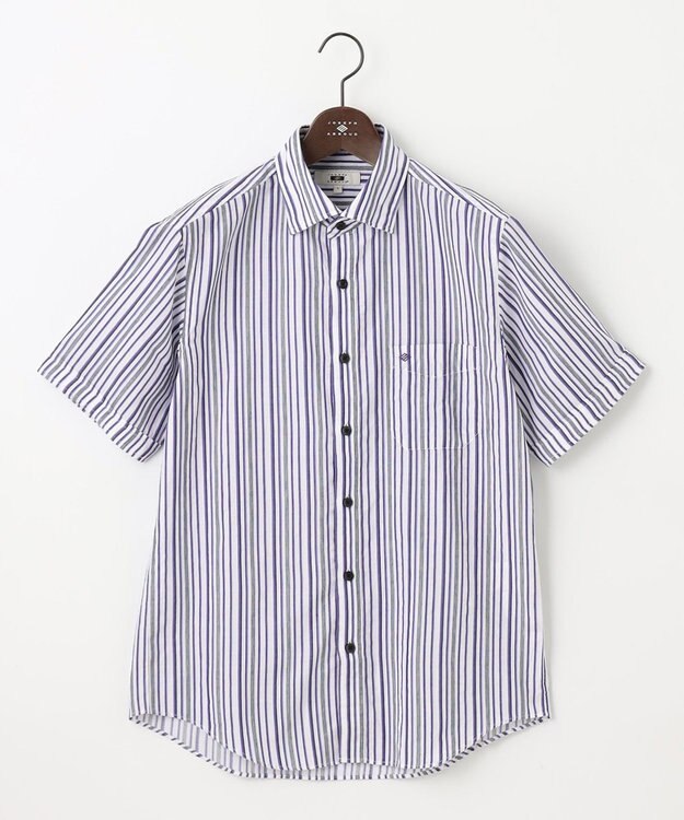 JOSEPH ABBOUD 【キングサイズ・サステイナブル】ソアロンストライプ シャツ パープル系1