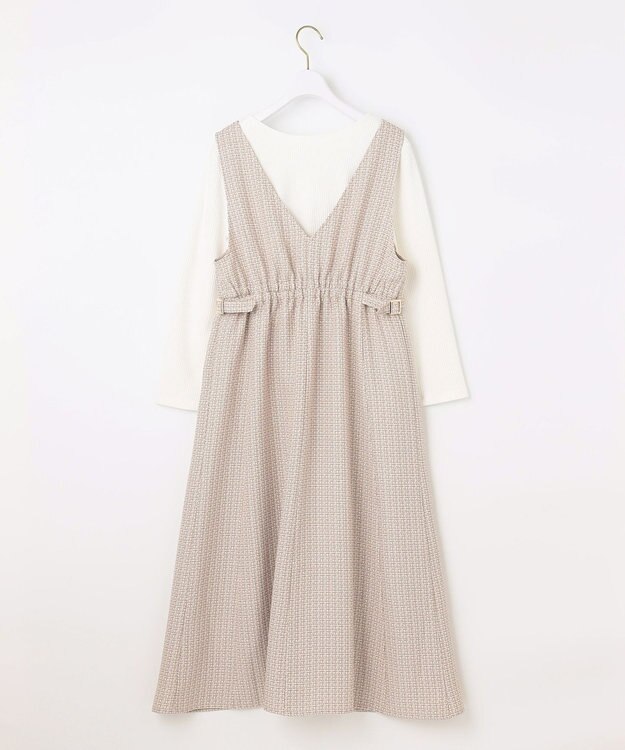 ANY SIS 【洗える】ツイード調ワンピース  セット ベージュ系