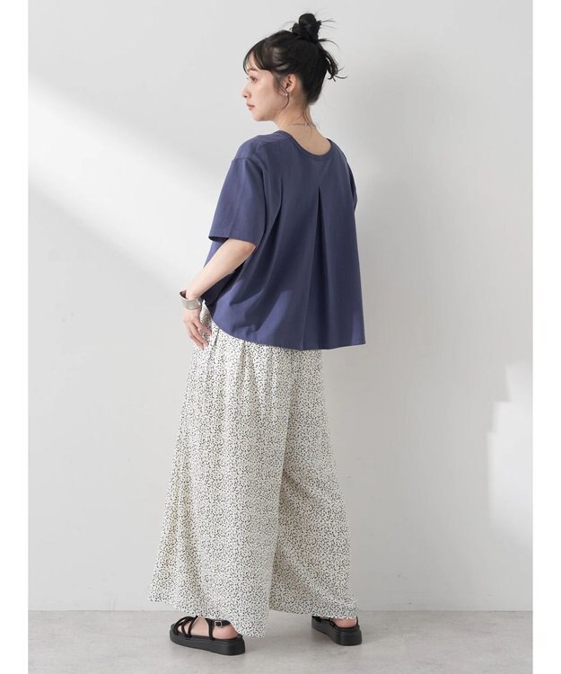 earth music&ecology バックタッククロップドＴ Dark Blue