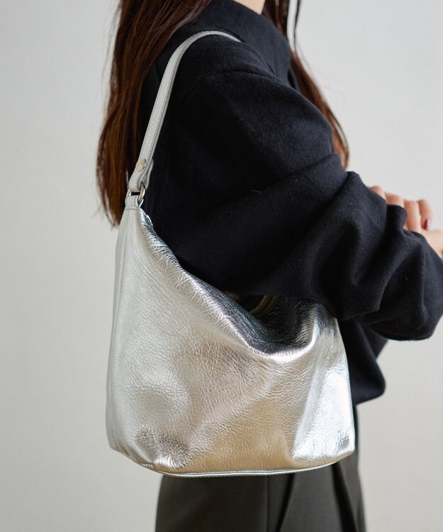 russet ソフトレザーシンプルショルダーバッグ【silver】(CE-1462) Silver
