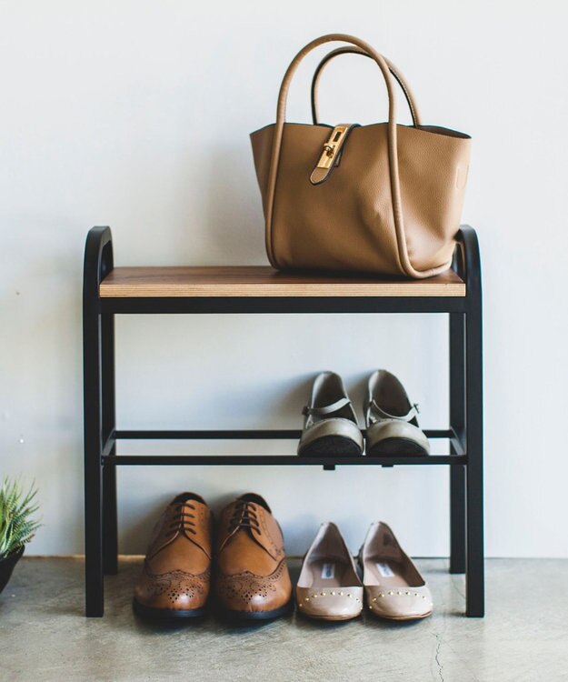 tower 立ちやすいベンチシューズラック タワー  ブラック ブラック