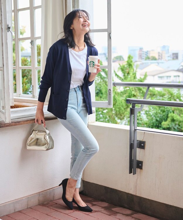 WEGO 【WEB限定/2025年秋冬新作//洗濯OK/毛玉レス/MLXLサイズ展開/オフィス/カジュアル】ベーシックニットカーディガン ネイビー