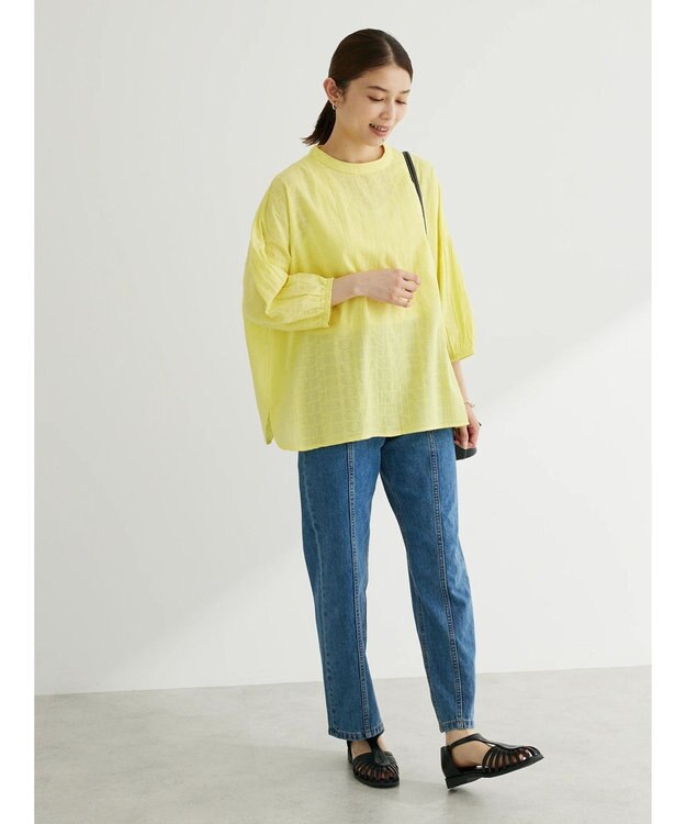 Green Parks Ｉ　ＳＥＴ２点　刺繍７分袖ブラウス＋タンクトップ Yellow