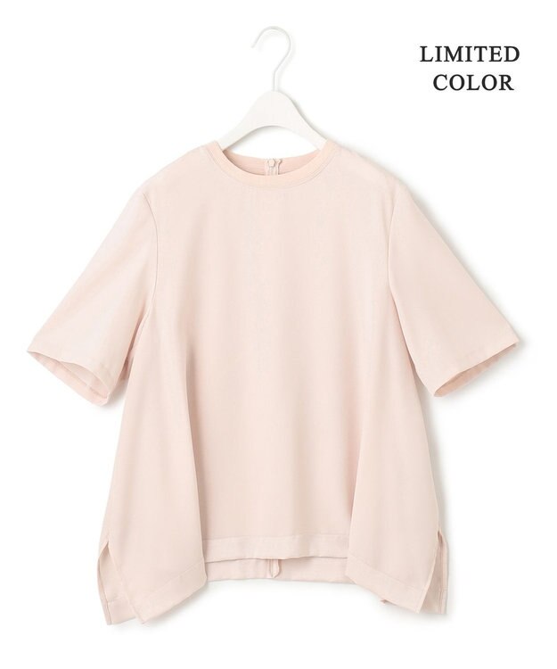 ICB 【接触冷感・UVケア・速乾・洗える】FluidBackSatin Tブラウス ピンクベージュ系［WEB限定］