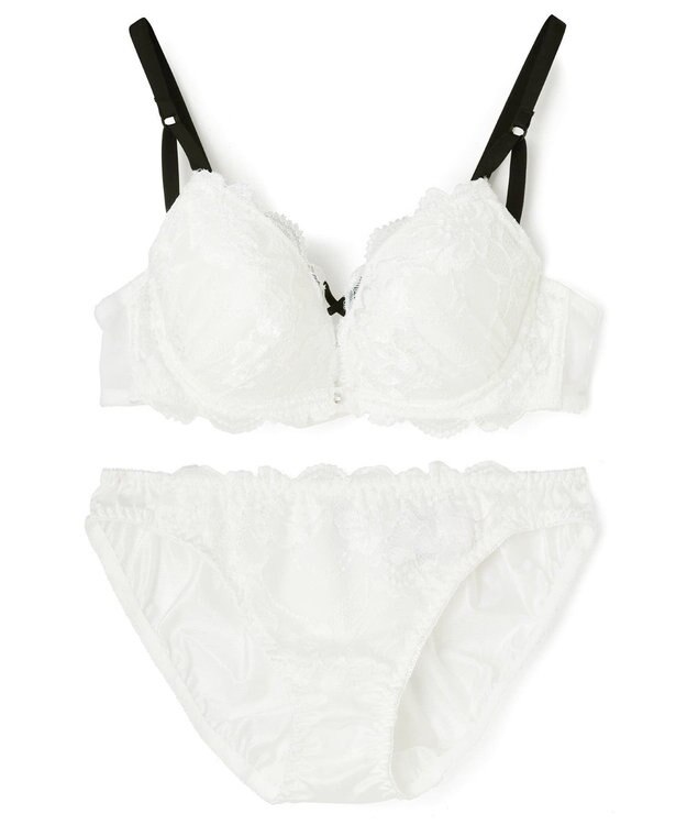 San-ai Resort（三愛水着楽園） 【WEB限定】【プチプラブラセット】純欲カラーヌーディーレーシーストリングブラ＆ショーツセット 【northerly】 WH×BK