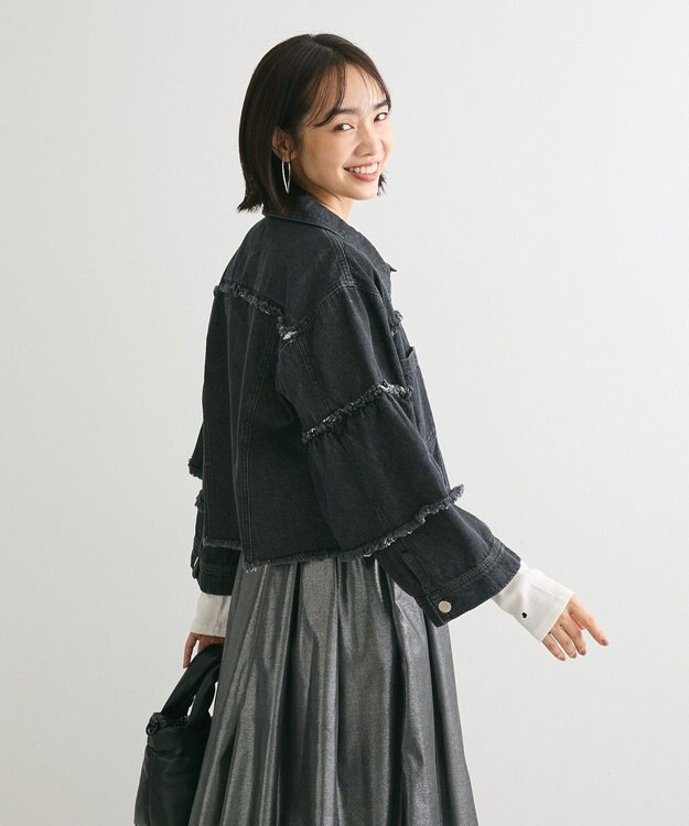 Green Parks ・ＤＯＵＢＬＥ　ＦＬＡＧＳ　フレアスリーブＧジャン Black