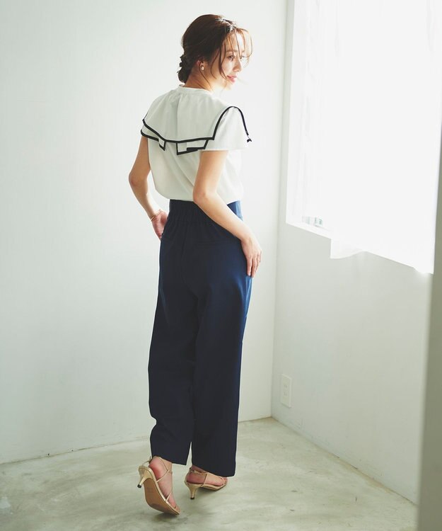 Feroux 【洗える】バイカラー ブラウス ホワイト系1