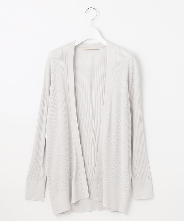 自由区 【洗える】ハイツイストコットンアセテート ニットカーディガン ライトグレー系