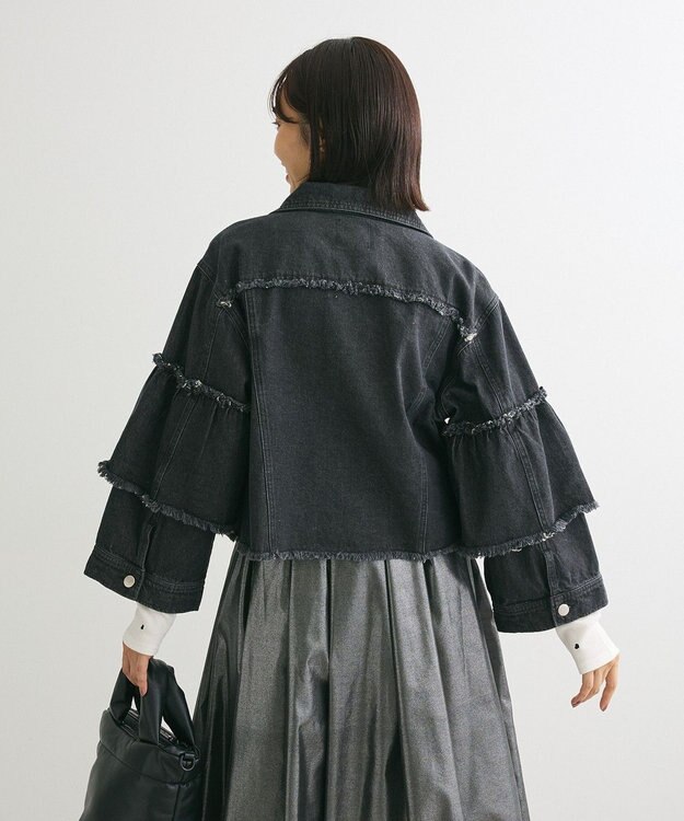 Green Parks ・ＤＯＵＢＬＥ　ＦＬＡＧＳ　フレアスリーブＧジャン Black